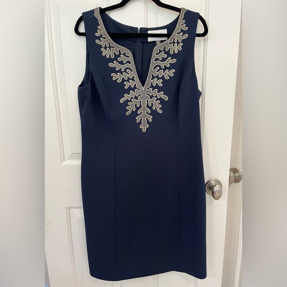 Beautiful navy and gold shift dress size 12